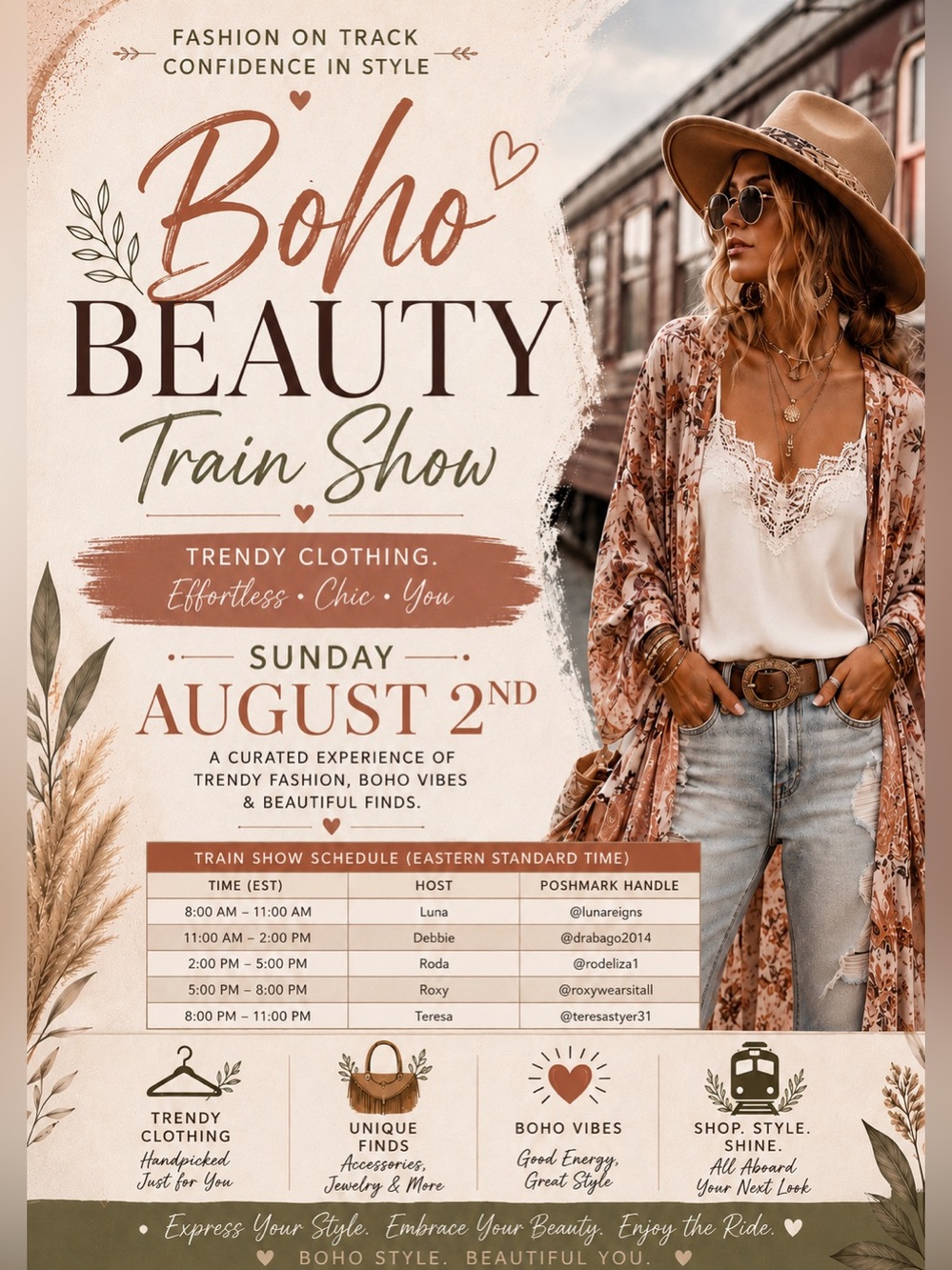 BOHO BEAUTY : Style Stop Shop Monthly Train Show Flyer!